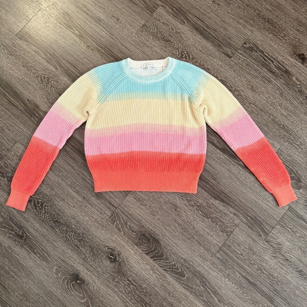 White + Warren Rainbow Crewneck Stripe